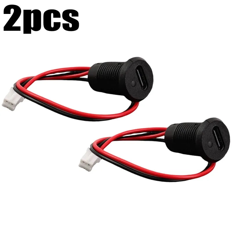 1-5pcs 2-Pin Type-C Connector with Female Socket Fast Charging Jack Waterproof USB Charging Port USB-C Charger Plug and Socket