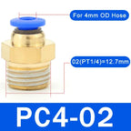 5PCS PC Pneumatic Quick Connector - 4-12mm Push In Fitting for 1/8" 1/4" 3/8" 1/2" BSPT Thread Air Hose & Tube,Industrial Use