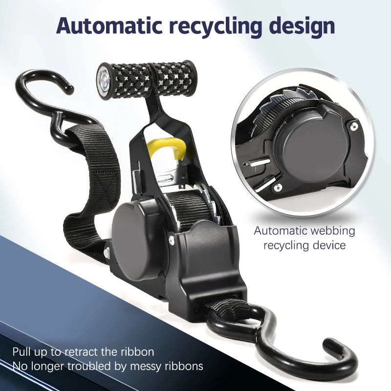 Retractable Auto Ratchet Strap Automatic Shrink Bundle Tape Retractable Belts For Motorcycles Convenience Luggage Straps