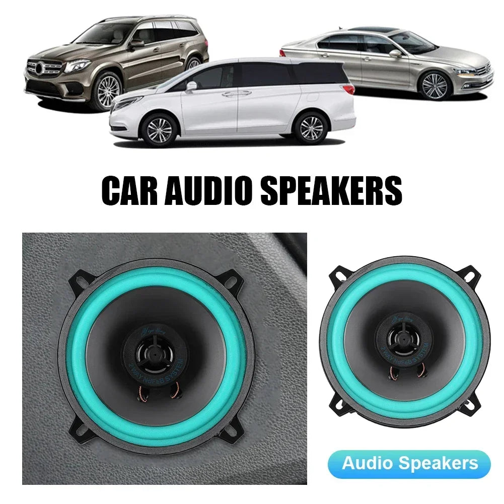 4-6.5 Inch 160W 2-Way Car HIFI Coaxial Speaker Door Audio Music Stereo Tweeter Mid-woofer Full Range Frequency green for Refit