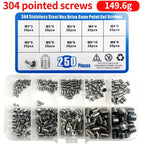 250Pcs/Box M3/M4/M5/M6/M8 Stainless Steel Allen Head Socket Hex Set Grub Screw Assortment Cup Point Set Screws With Plastic Box