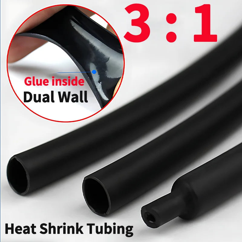 10/50/100/200M 3:1 Heat Shrink Tube With Glue Thermoretractile Heat Shrinkable Tubing Dual Wall Heat Shrink Tubing 2.4MM-25.4MM