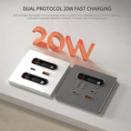 86-Type Wall Socket Panel with 20W USB-C PD & USB-A Ports | 80CM Retractable Cable for iPhone/Android Fast Charging