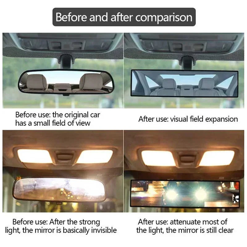 Universal Panoramic Convex Rearview Mirror, Interior Clip-on Wide Angle Rear View Mirror To Reduce Blind Spot Effectively Amagi