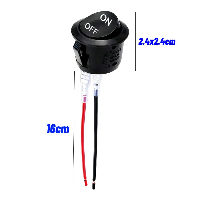 10/1Pcs Round Rocker Switch ON/Off SPST 2Pin Latching Toggle Switch Snap Boat Car Round Switches Pre-Wired 6A/250V 10A/125V