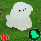 Luminous Cute Puppy Bichon Frise Small Ornaments Car Center Console Lighting Decoration Universal Cars Interior Accessories