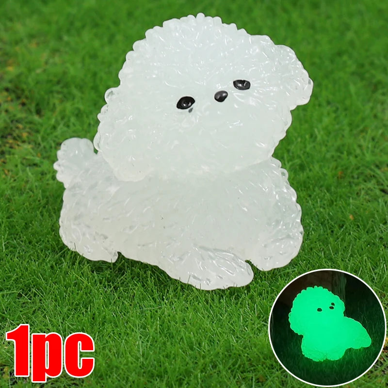 Luminous Cute Puppy Bichon Frise Small Ornaments Car Center Console Lighting Decoration Universal Cars Interior Accessories