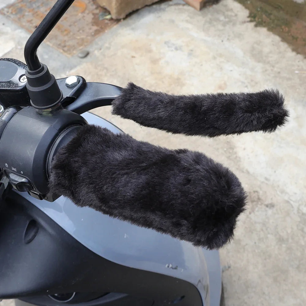 Motorbike Plush Handlebar Covers Winter Warm Imitation Plush Electric Car Motorbike Handlebar Cover Anti-slip Handlebar Sleeve