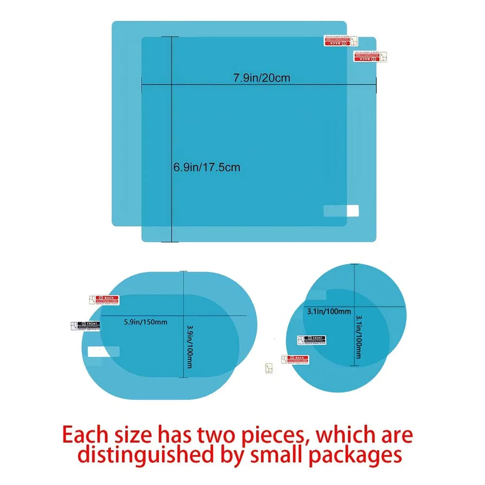 6/2 Pieces Car Rearview Mirror Sticker Rain-proof Waterproof Anti-fog Film Round square Universal Motocycle Anti-reflective Film