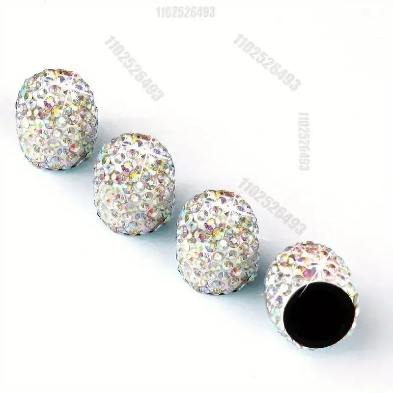 4PCS Bling Diamond Car Wheel Tire Valve Caps Tyre Rim Stem Covers for Automobiles Motorcycles Truck Bike Women Auto Amagi