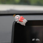 Car Ornaments Mini Sleeping Cute Animals Resin Bear Rabbit Sheep Turtle Resin Decoration Home Office Computer Decor Amagi