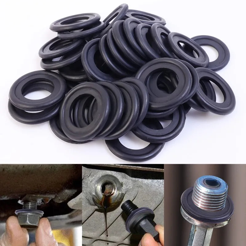 Car Sealing Oil Drain Screw Rubber Plug Gasket M12/M14 Universal Engine Oil Drain Plug Gaskets Auto Accessories 10/20/50/100pcs