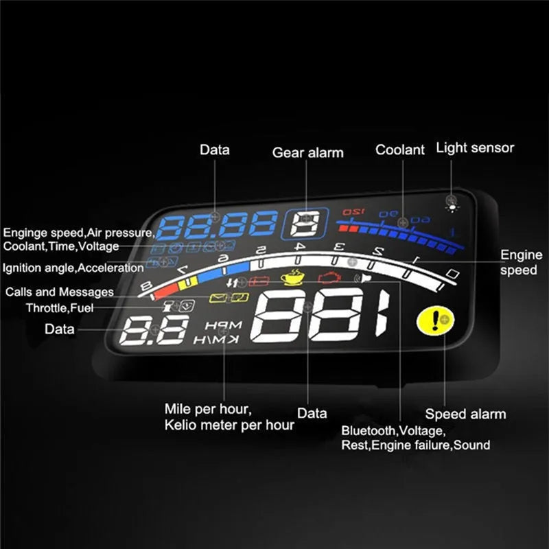 Digital HUD Speedometer Performance LCD Display HUD Display Car General OBD2 Driving Computer Car Speed Reflective Car Display