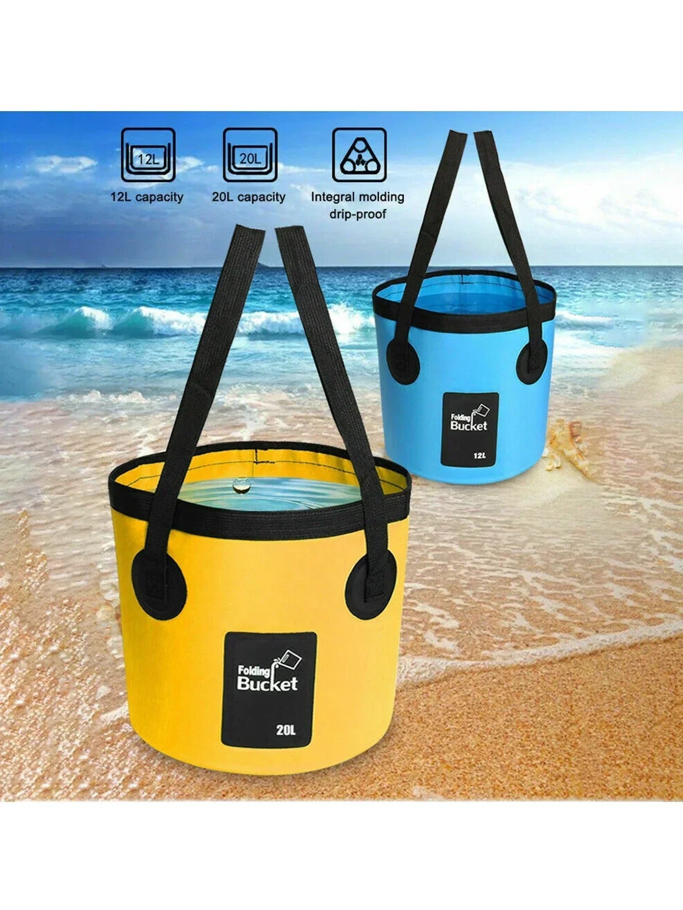 Portable Foldable Water Bucket Fishing Bucket Folding Water Container for Travelling Camping Hiking Fishing Washing Amagi