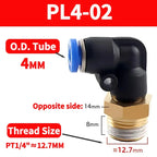 PL Push to Connect Tube Fitting Male Elbow PL4/6/8/10/12mm Tube OD x M5/01/02/03/04 Thread Pneumatic Air Push Fit Lock Fitting