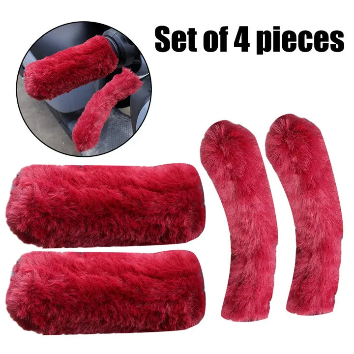 Motorbike Plush Handlebar Covers Winter Warm Imitation Plush Electric Car Motorbike Handlebar Cover Anti-slip Handlebar Sleeve
