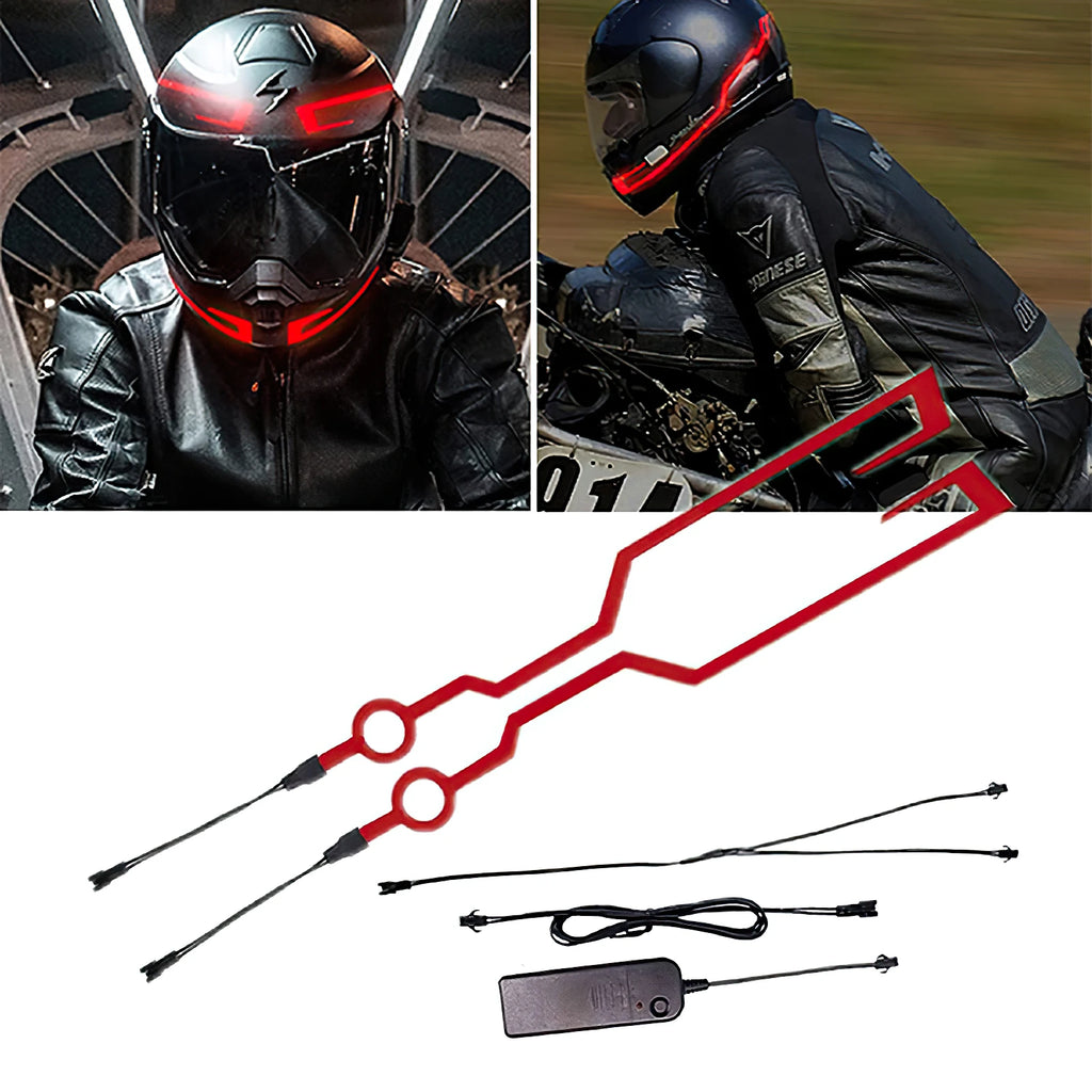4 Flashing Motorcycle Bike Helmet LED Cold Light Strip EL Sticker Waterproof Warning Lights Motorcycle Night Riding Accessories