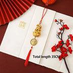 1Pc 2025 Year Of The Snake Gold-Plated Plastic Zodiac Snake Pendant Lucky Mascot Home Car Hanging Ornaments