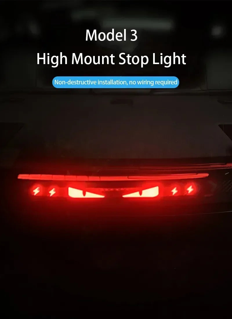 For Tesla Model 3 Highland Car High Mounted Taillight Brake Lamp Car Brake Projection Board PVC Tail Light Emblem Stickers Amagi