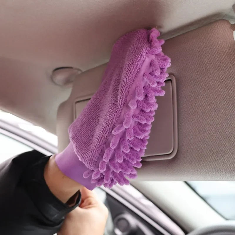 1/3/5PCS Microfiber Car Wash Double-faced Glove Soft Mesh Random Color Detailing Chenille Waterproof Mitt Car Cleaning Tool