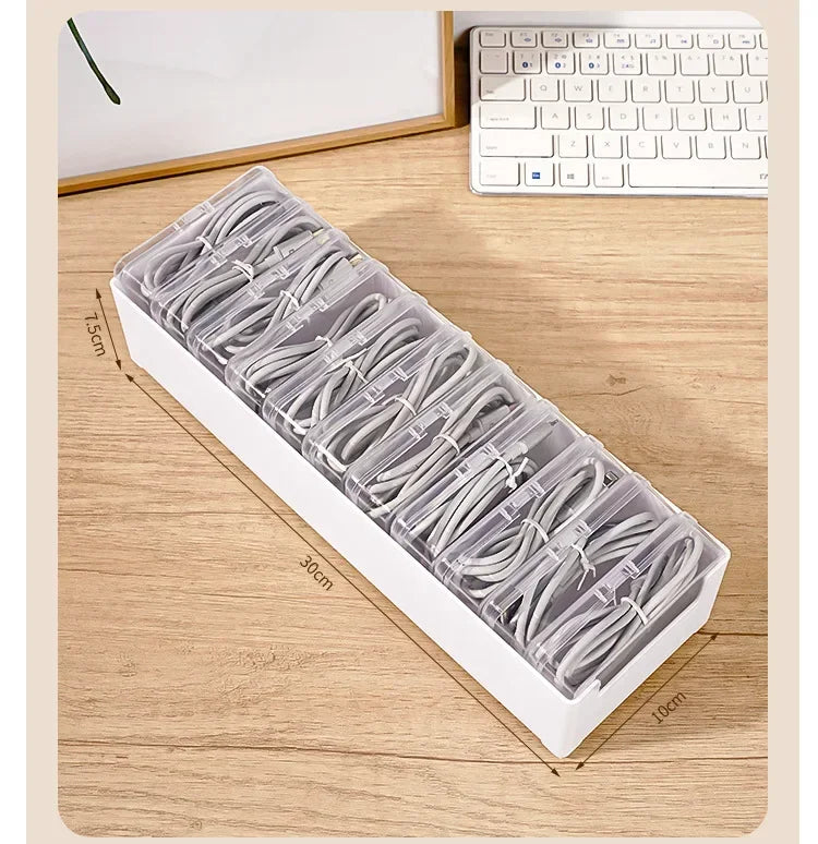 Data Cable Storage Box Home Phone Charger Separate Storage Box Desktop Cable Organizer Multifunctional Storage Organizer Amagi