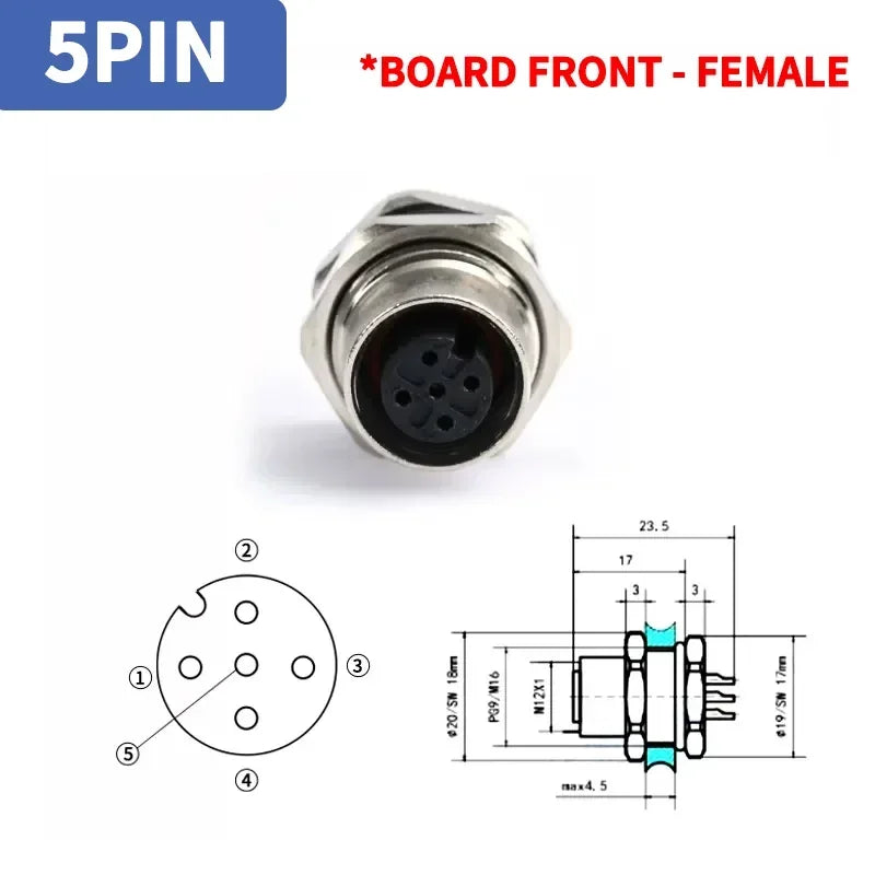 1pcs M12 4pin 5 8Pin Sensor Connector Panel Back Mount Waterproof Flange Socket Threaded Coupling Male&Female A Code Connectors