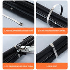 7.9mm Heavy Duty 304 Stainless Steel Zip Ties, Self-Locking Metal Straps for Industrial Machinery & Electrical Installations