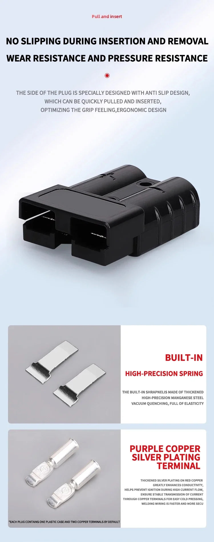 4Pcs  50A/120A Quick Connect Plug Kit - Silver Plated Copper Connector for 12-36V Winch/ATV/Trailer Wiring