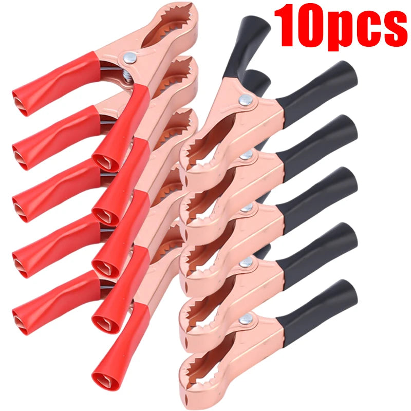 10/2pcs MINI Battery Clip Car Grounding Wire Crocodile Clip Power Clip Full Sheath Fish Clips 70MM Connectors Alligator Clips