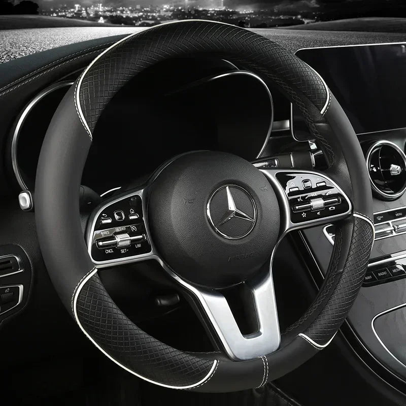 38 Cm/15 Inches Universal Car Faux Leather Steering Wheel Cover Sweat-absorbent And Breathable Handle Interior Upgrade New Amagi