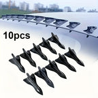 10pcs Car Exterior Trim Items Roof Tail Black Shark Fin General Purpose Pointed Carbon Fiber Bumper Modification Kit Wind Knife