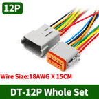 Deutsch DT Series 12-Pin Waterproof Connector Set, Male Female Electrical Plug for 16–22 AWG Automotive Wire DT04-12P DT06-12S