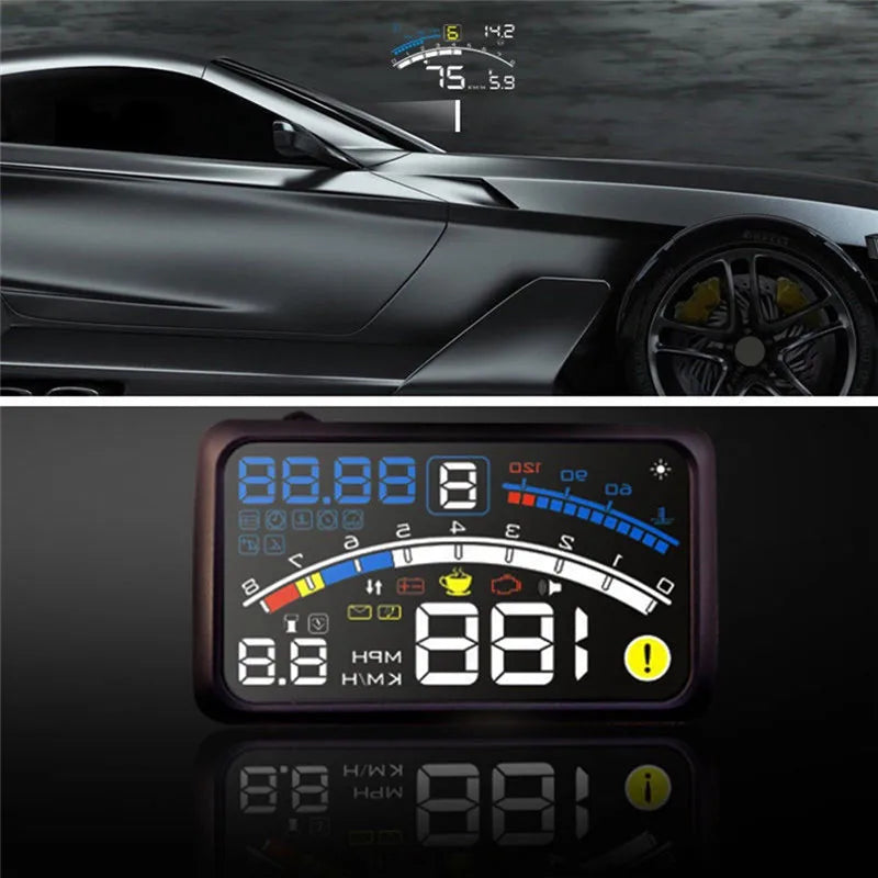 Digital HUD Speedometer Performance LCD Display HUD Display Car General OBD2 Driving Computer Car Speed Reflective Car Display