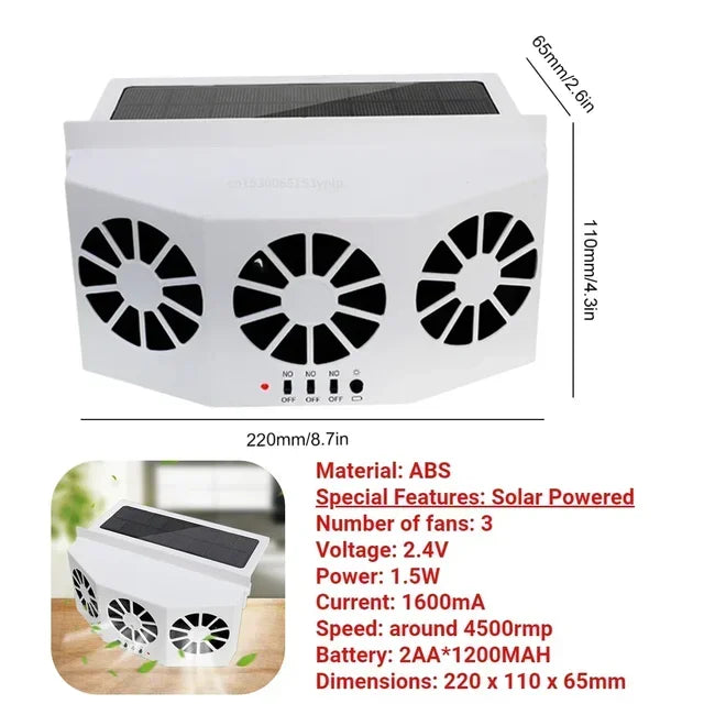 Car Ventilator 3 Cooler Fans Solar-powered Cooling Vent Exhaust Portable Safe Auto Fan Amd Usb Accessories Amagi