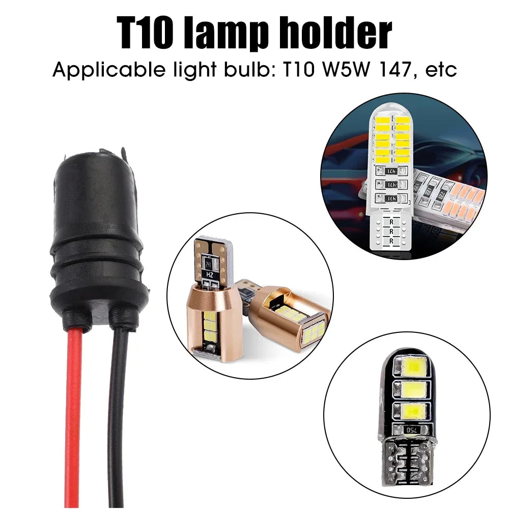 T10 Car LED Lamp Holder W5W 147 LED Lamp Socket Connector Soft Adhesive T10 LED Cable T10 Holder