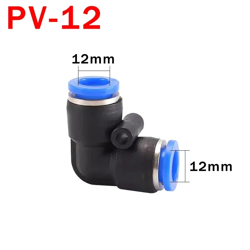 10PCS PV Elbow Pneumatic Quick Fitting, 4/6/8/10/12mm Air/Water Hose Push Connector for Industrial, Heavy Duty Leak-Proof Seal
