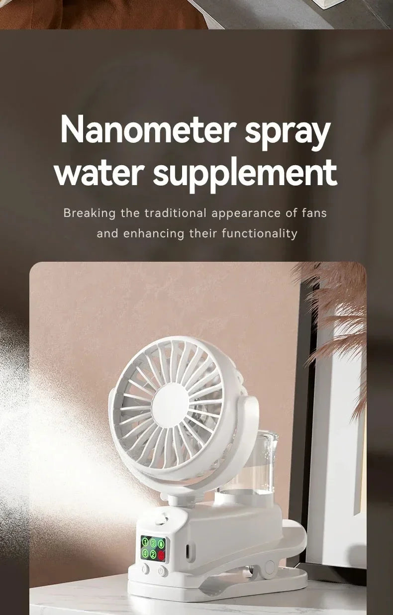Car Four-speed Spray Fan with Charging Capability Mini Fan with Pedestal Clip Suitable for Home and Office Use Compact Outdoor