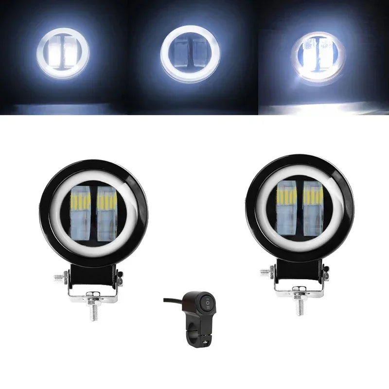 Motorcycle LED Angel Eye Work Light Bar Spot Lamp Offroad Car Boat Truck SUV Pickup 12V 24V Driving Fog Lamp Headlight Amagi