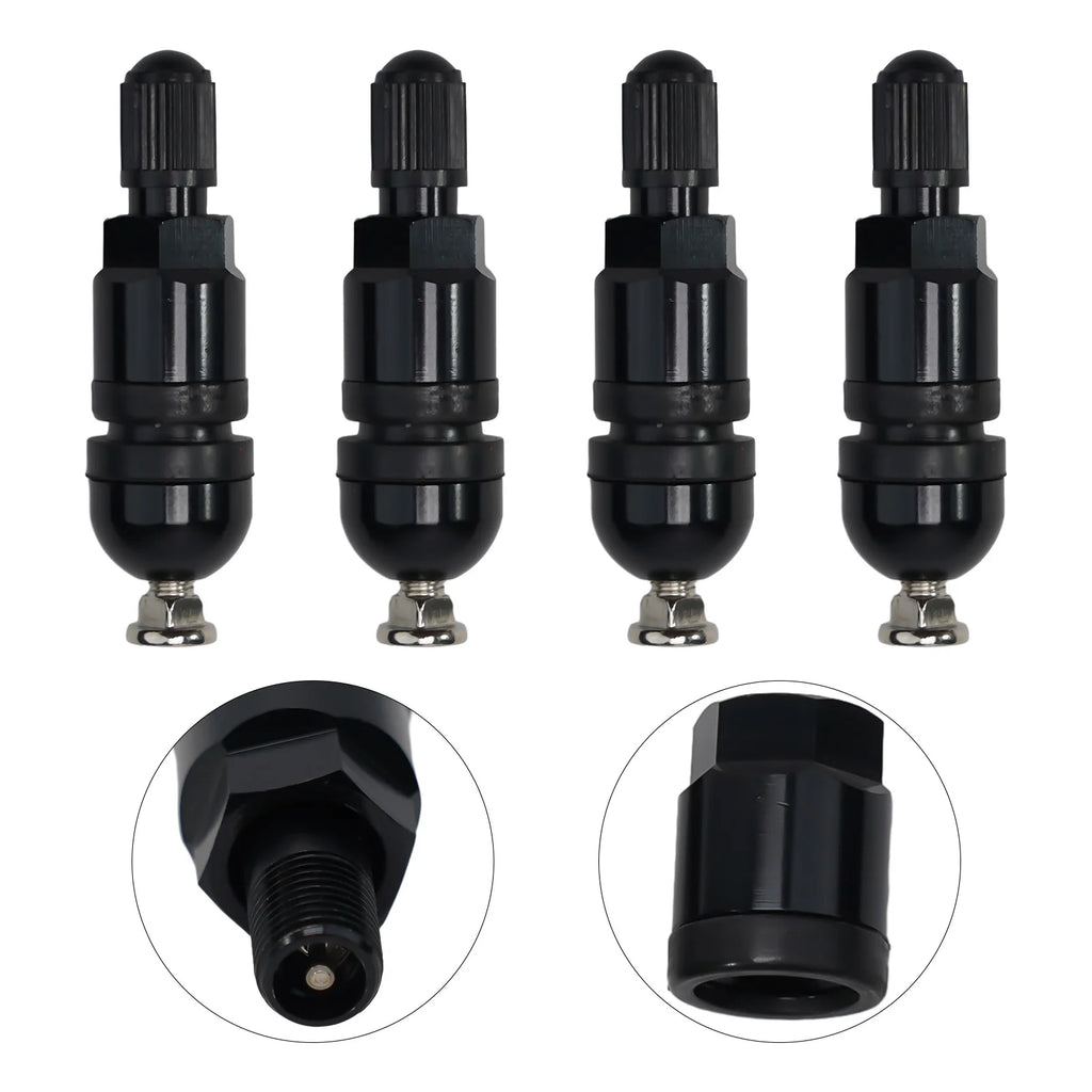 4pcs TPMS Tire Pressure Sensor Valve Stem Repair Kit For BMW 5 Series Black Tire Pressure Sensor Valve Stem Repair Kit