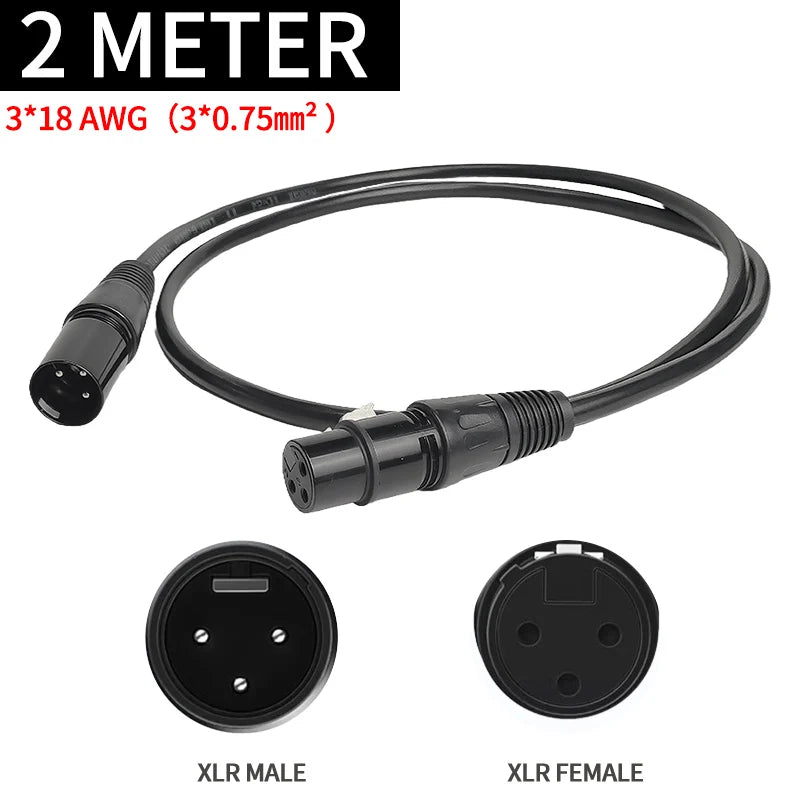 3-Pin XLR Male to Female Microphone Cable, 3×18AWG Balanced DMX Audio Cord for Stage Light, Mixer, Speaker & Amplifier