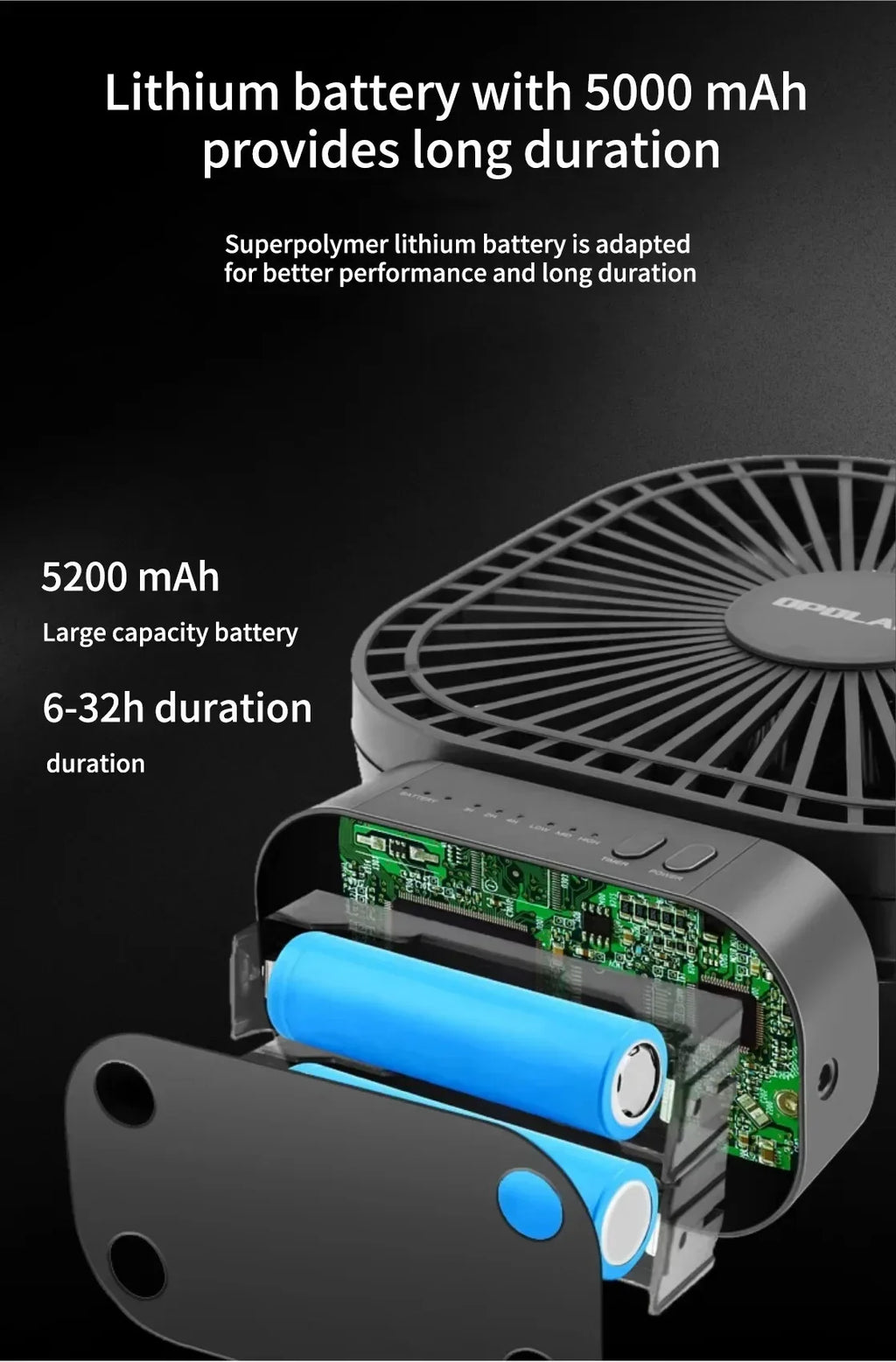 AD-Desktop Mini Rechargeable USB Fan With Timer Foldable 3 Speed 7 Leaf Portable Quiet Fan For Office Outdoor Camping Amagi