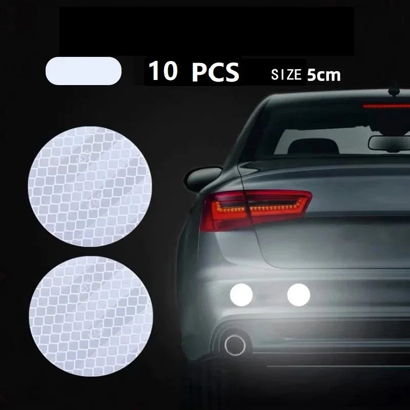 10pcs Car Bumper Reflective Stickers Reflective Warning Strip Tape Secure Reflector Stickers Decals Accessories
