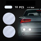 10pcs Car Bumper Reflective Stickers Reflective Warning Strip Tape Secure Reflector Stickers Decals Accessories