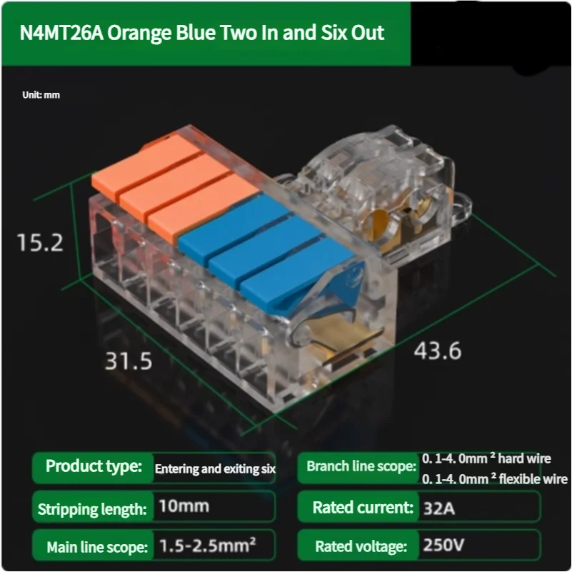 T-Type No-Stripping Quick Wire Connector Terminal Block ,Wire Splitter/Combiner Fast Connector for Household Electrical Wiring