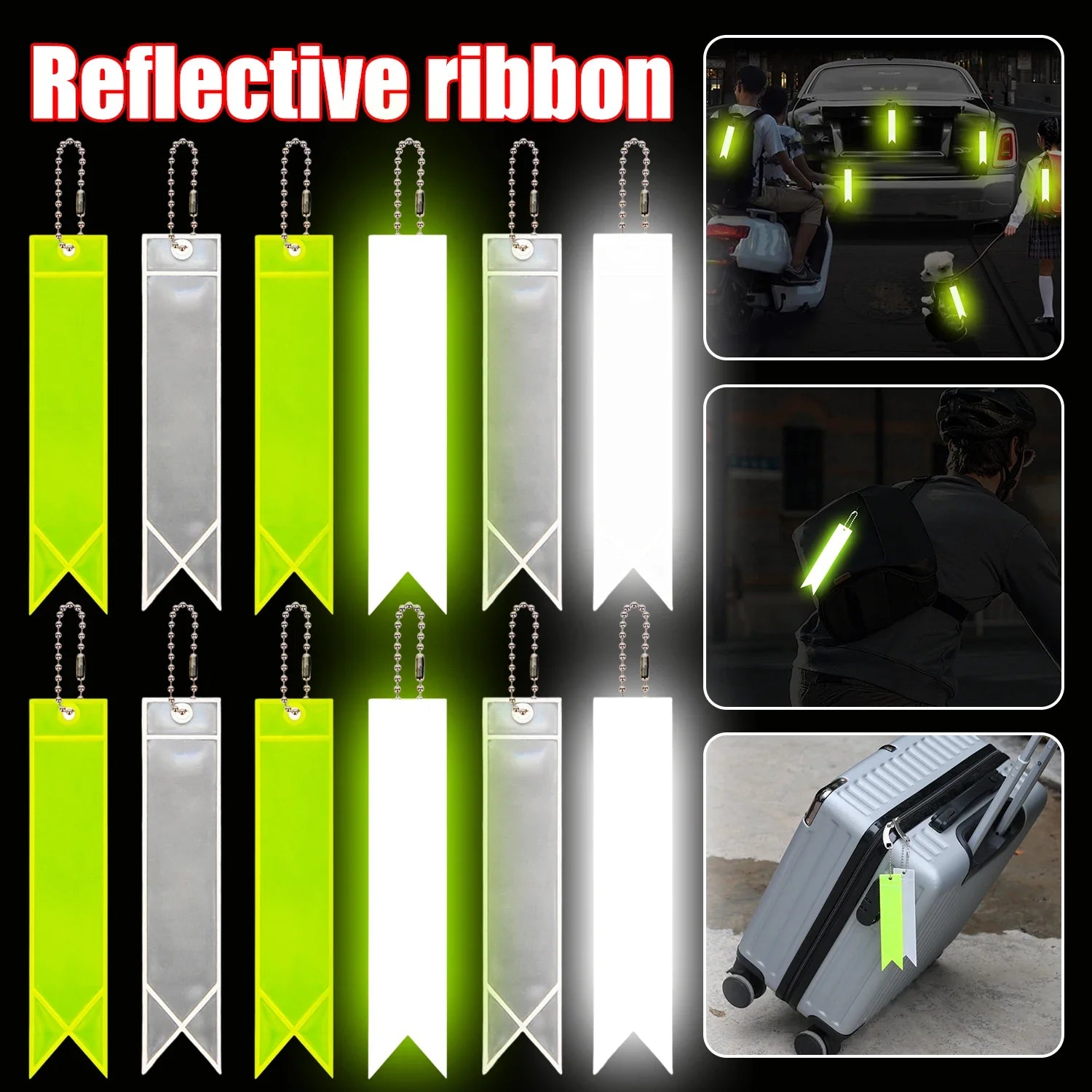 Reflective Keychain Reflector with Chains PVC Reflective Reflector Pendants for School Bag Cycling Backpack Night Riding Warning