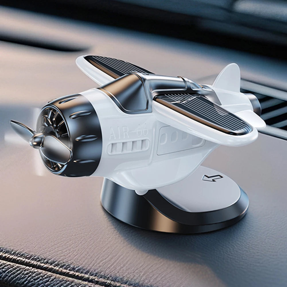 1PC Solar Energy Powered Rotating Propeller Fighter Ornaments Car Solar Decor Auto Interior Decoration Solar Aircraft Model