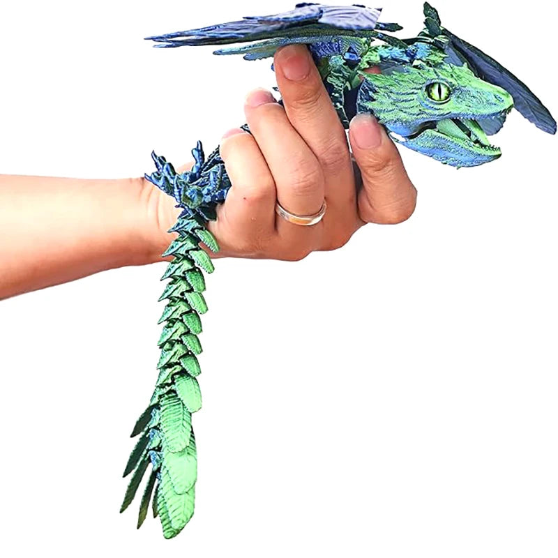 Feathered Wyvern Dragon, 3D Printed Dragon, Articulated Dragon, Fidget Dragon, 3D Printed Toys, Desktop Pet