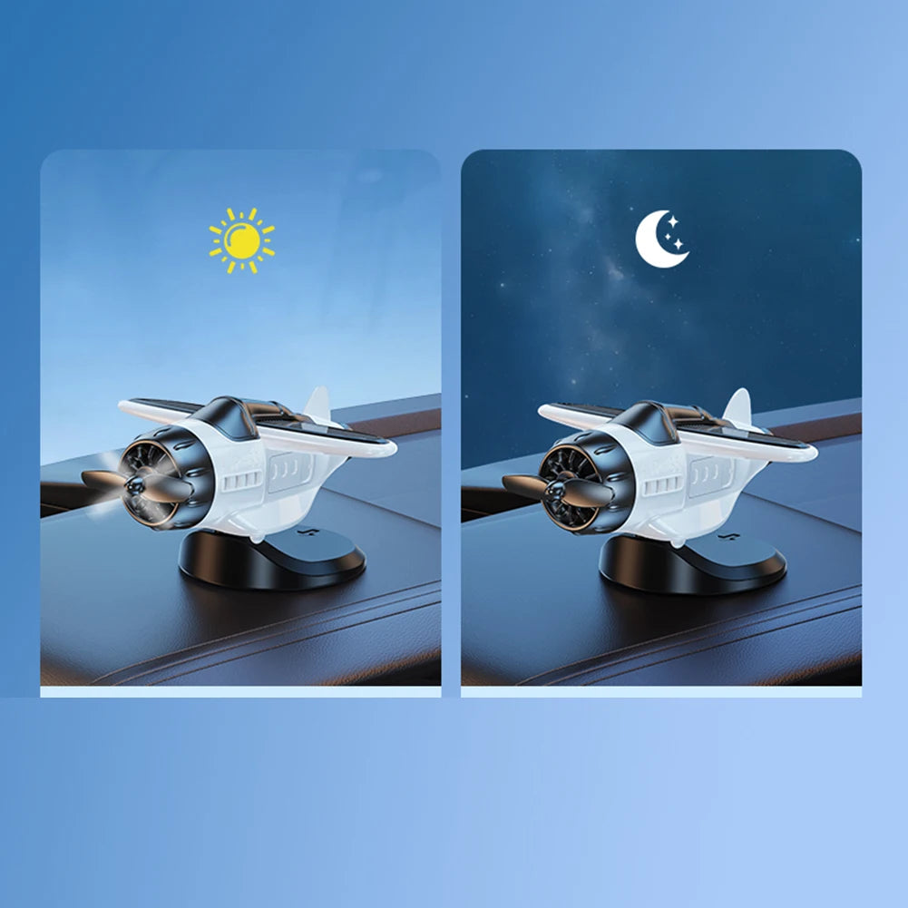 1PC Solar Energy Powered Rotating Propeller Fighter Ornaments Car Solar Decor Auto Interior Decoration Solar Aircraft Model