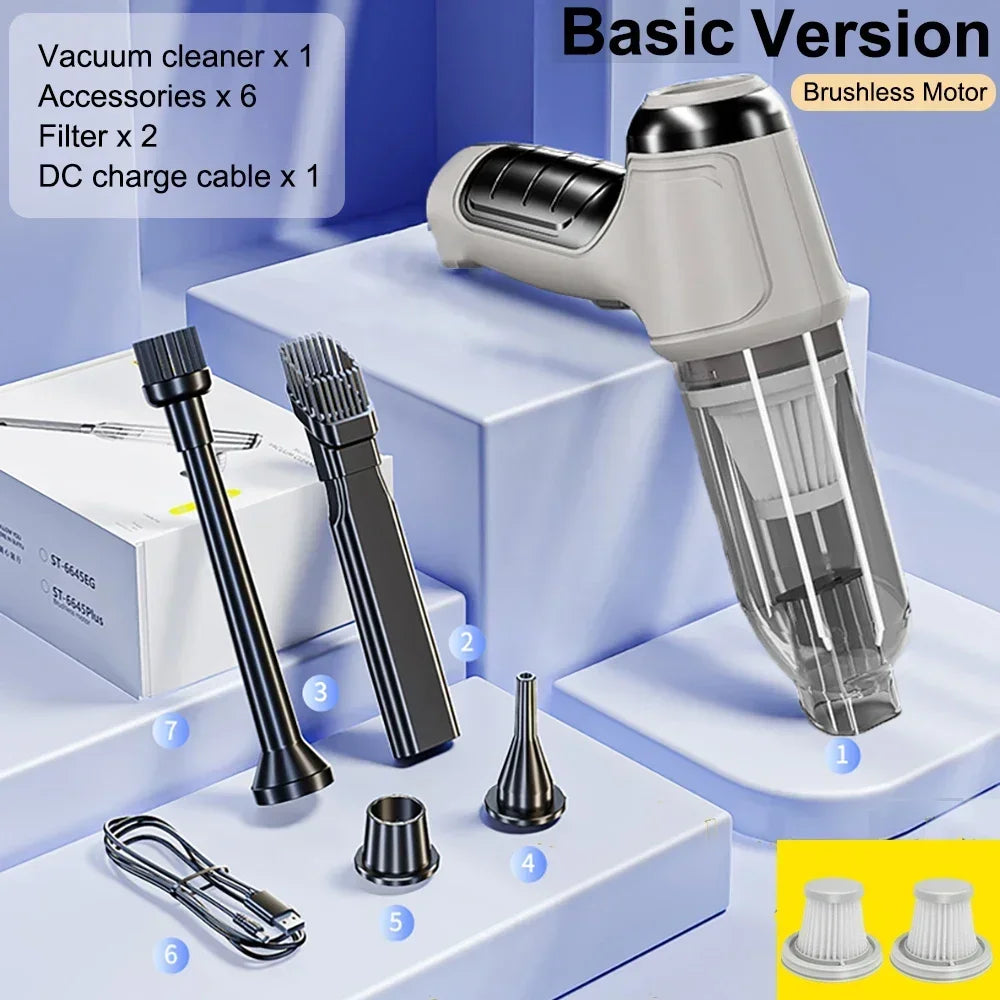 Car Vacuum Cleaner Strong Suction Cleaning Mini Machine Wireless Portable Handhled Blower Machine Air Duster for Home Appliances