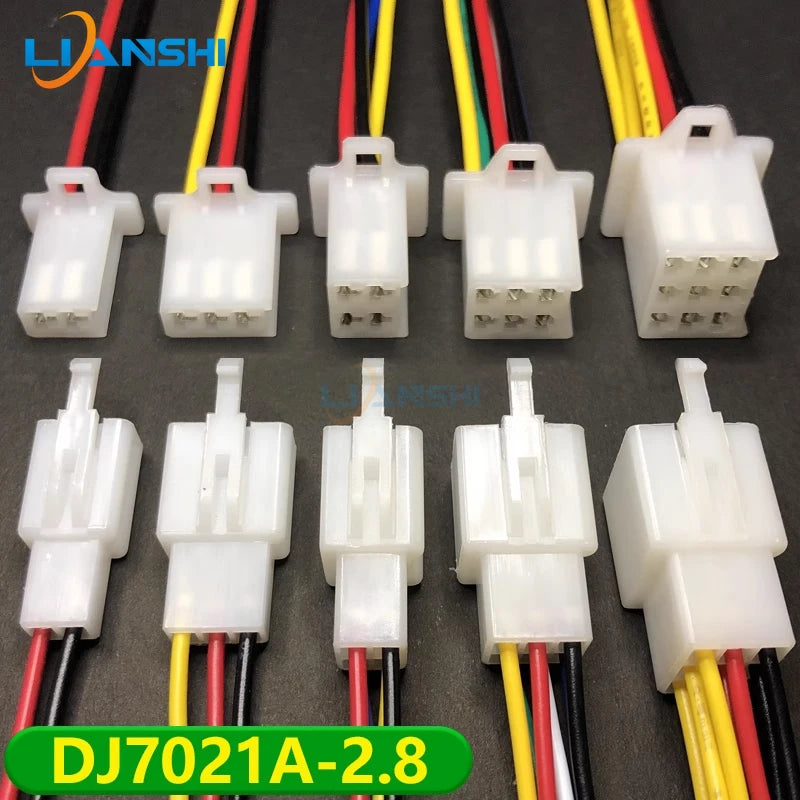 Electric vehicle connector 3p, tricycle lamp connector 6p, two-hole male and female plug 4p plug-in DJ7021-2.8